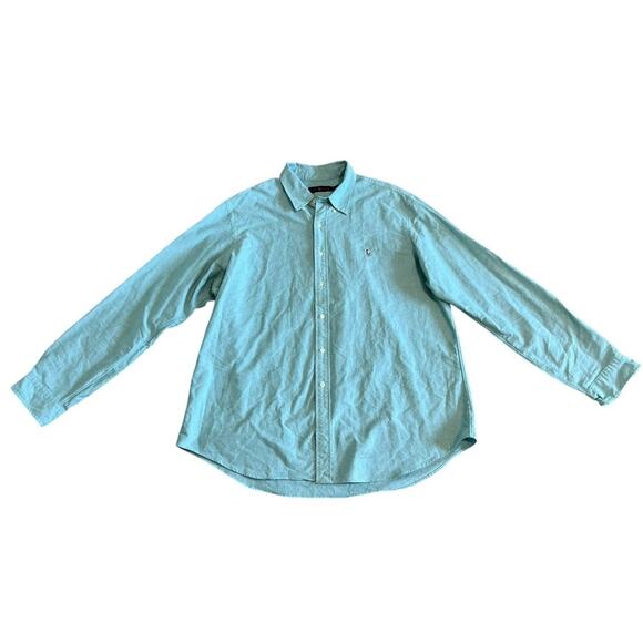 Ralph Lauren Men's XXL Preppy Aqua Blue Button Down Cotton Casual Dress Shirt - Picture 1 of 5